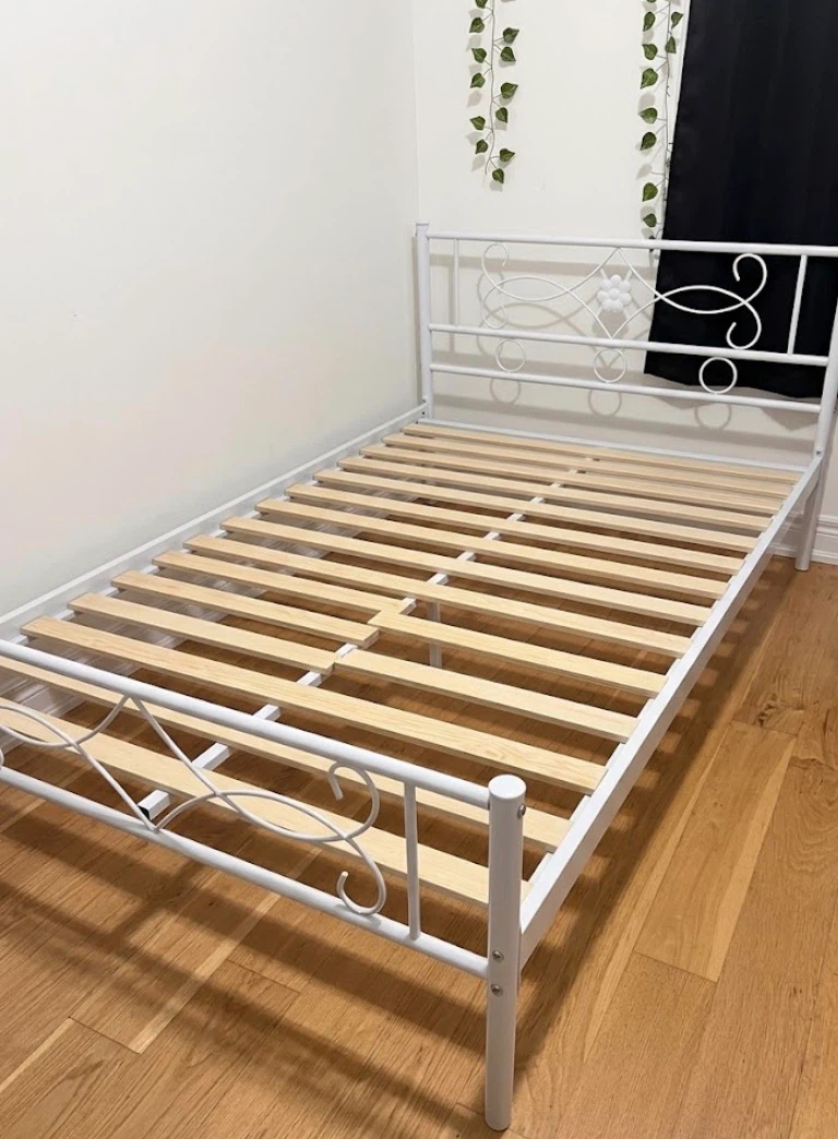White Metal Double Bed Frame