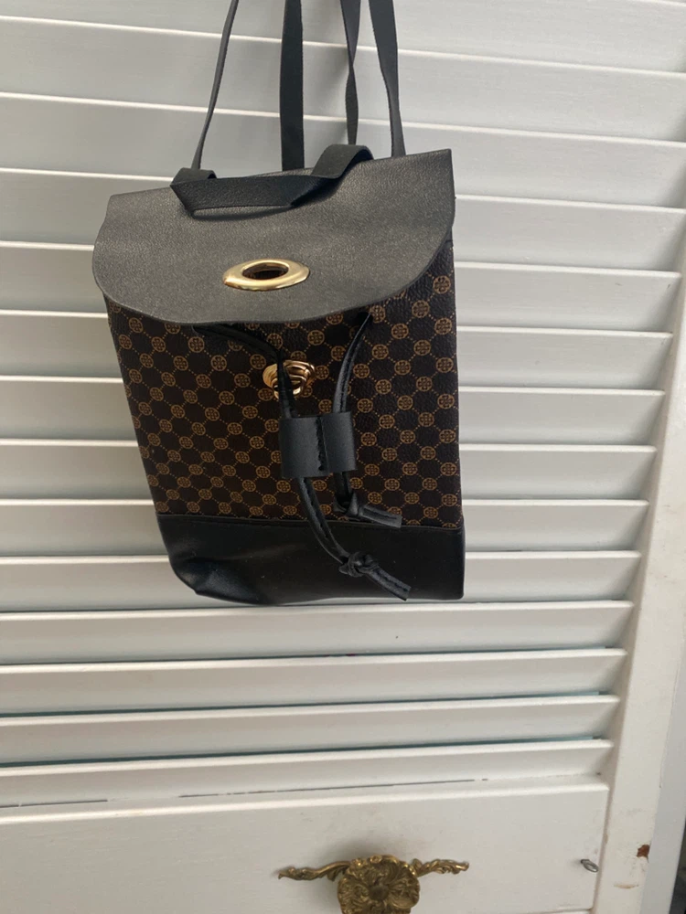 Black and Brown Patterned Mini Backpack #🏈 - photo 3