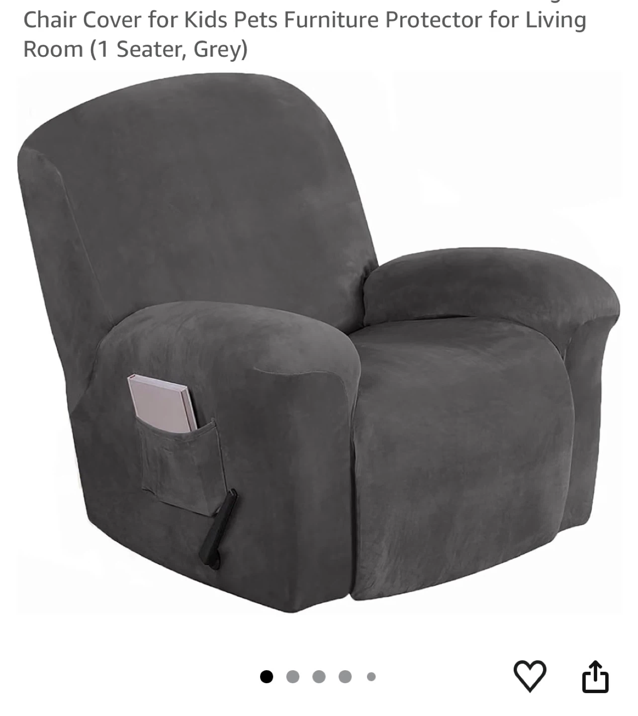 H. Versailtex Velvet Recliner Cover - Grey - photo 3
