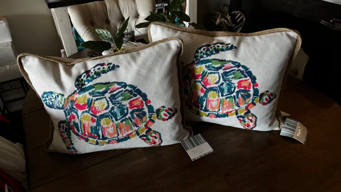 New throw pillows filled with duck down feathers