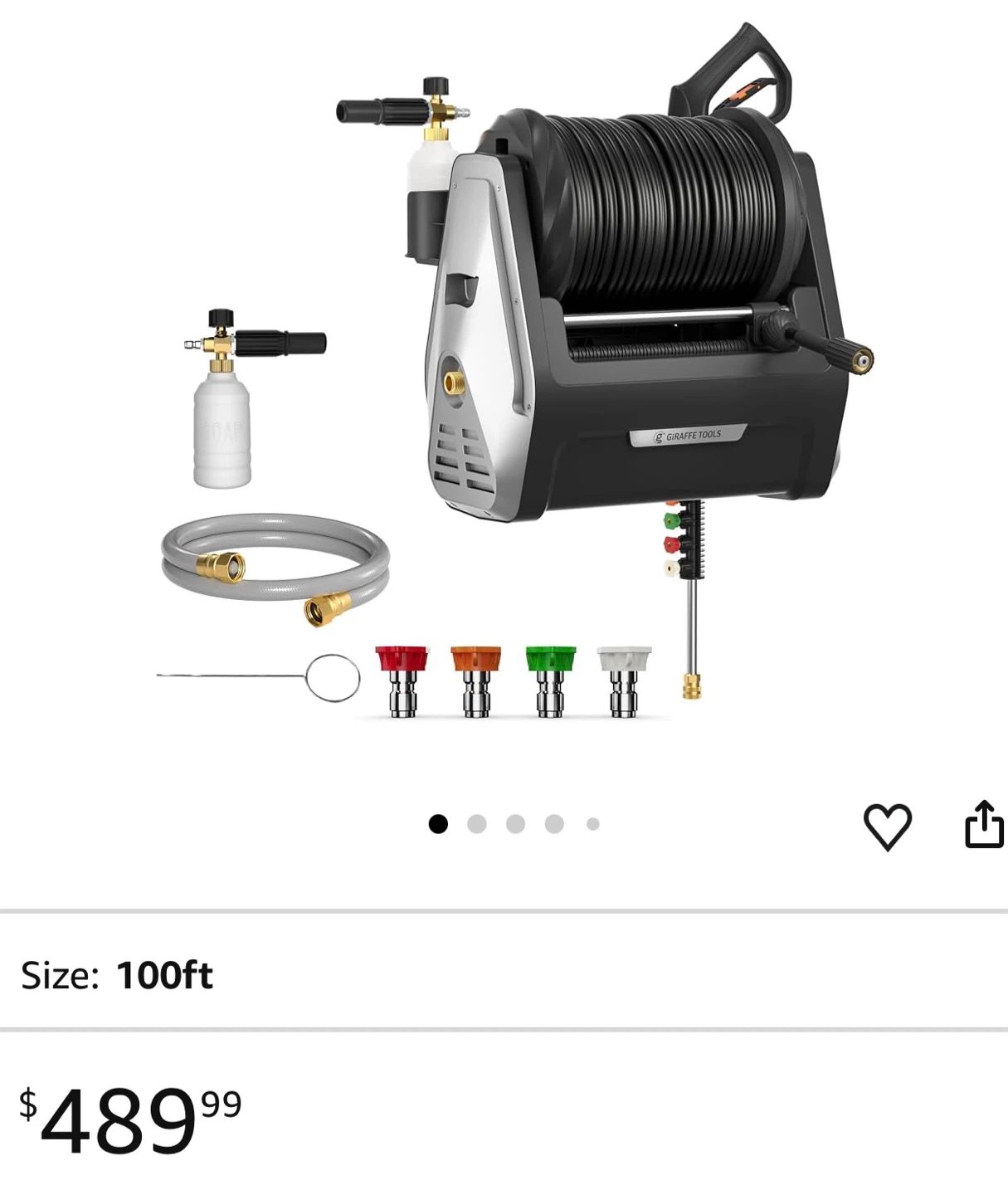 Giraffe Tools Grandfalls Pressure Washer 100ft