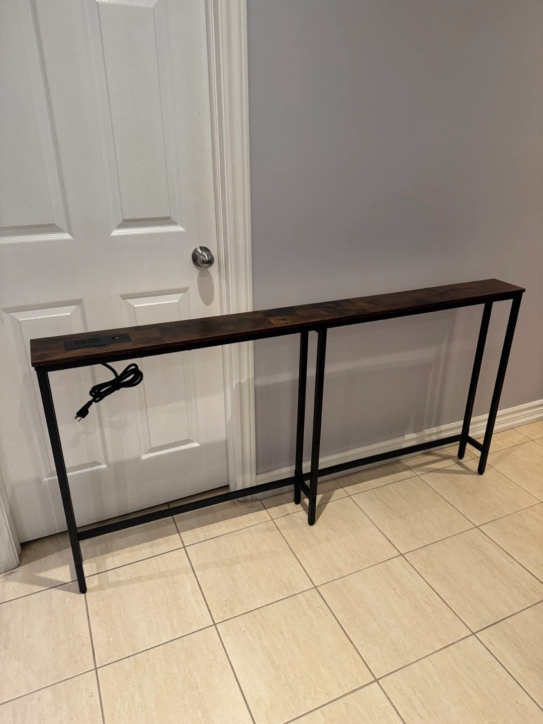 Industrial Style Console Table with Power Outlets