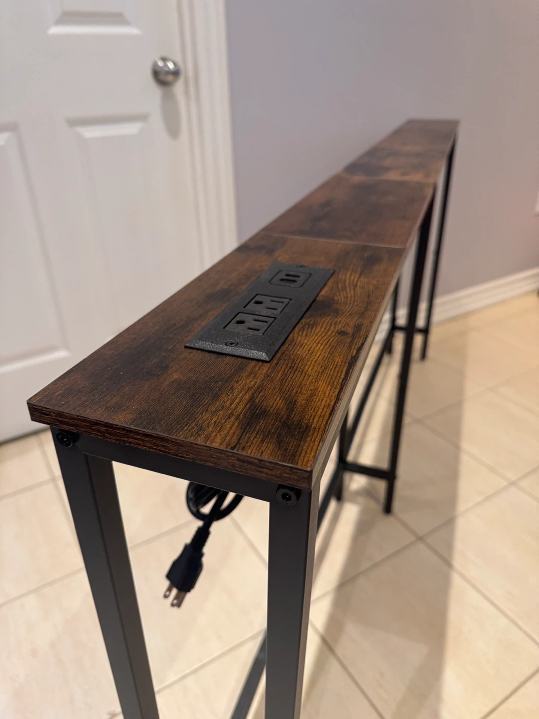 Industrial Style Console Table with Power Outlets - photo 2