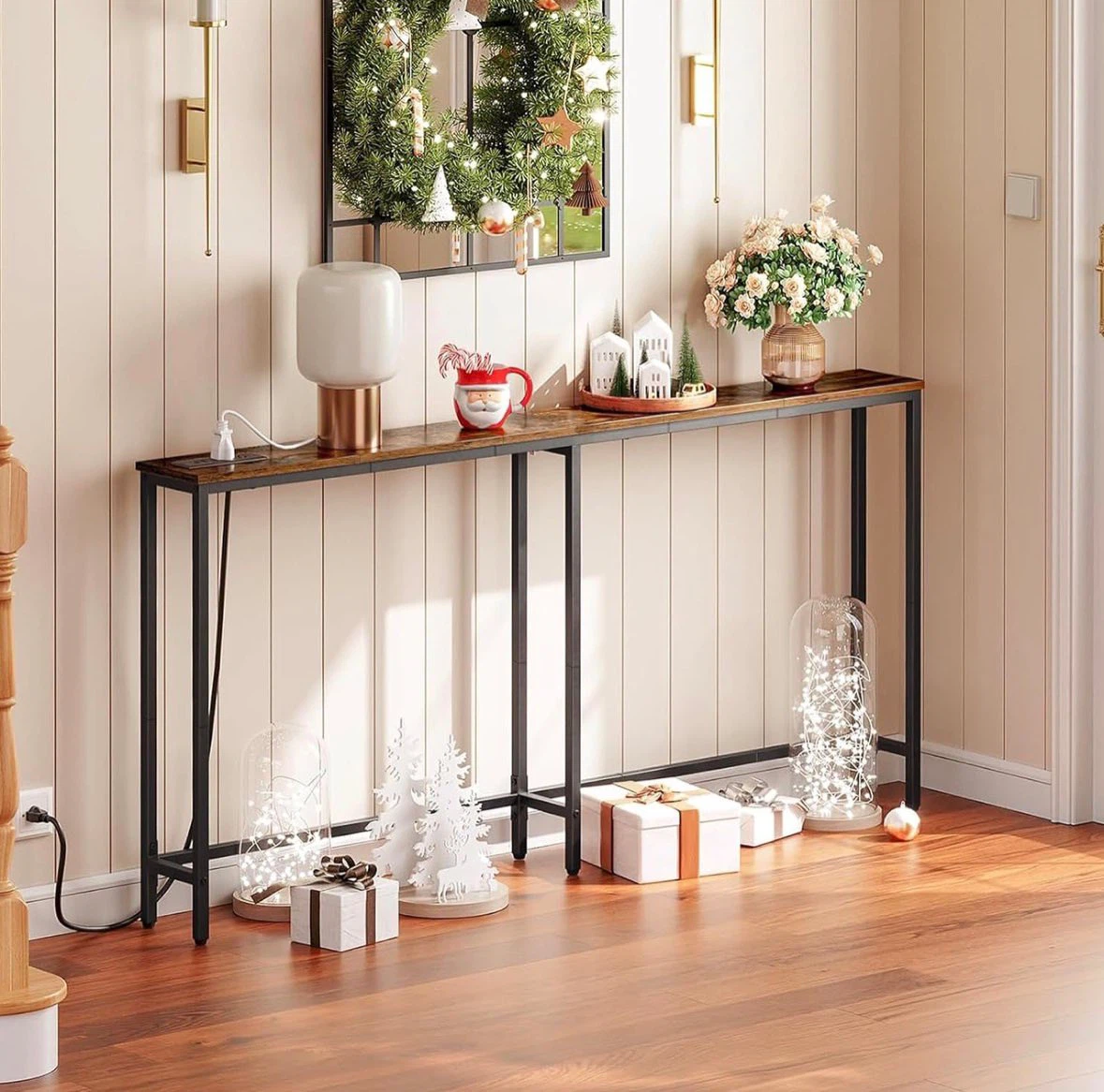 Industrial Style Console Table with Power Outlets - photo 5