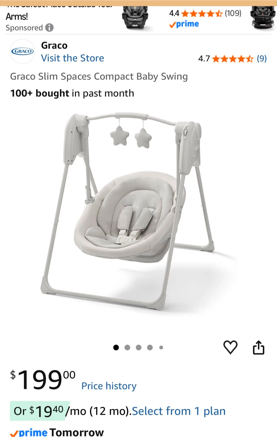 Graco Slim Spaces Compact Baby Swing - photo 3