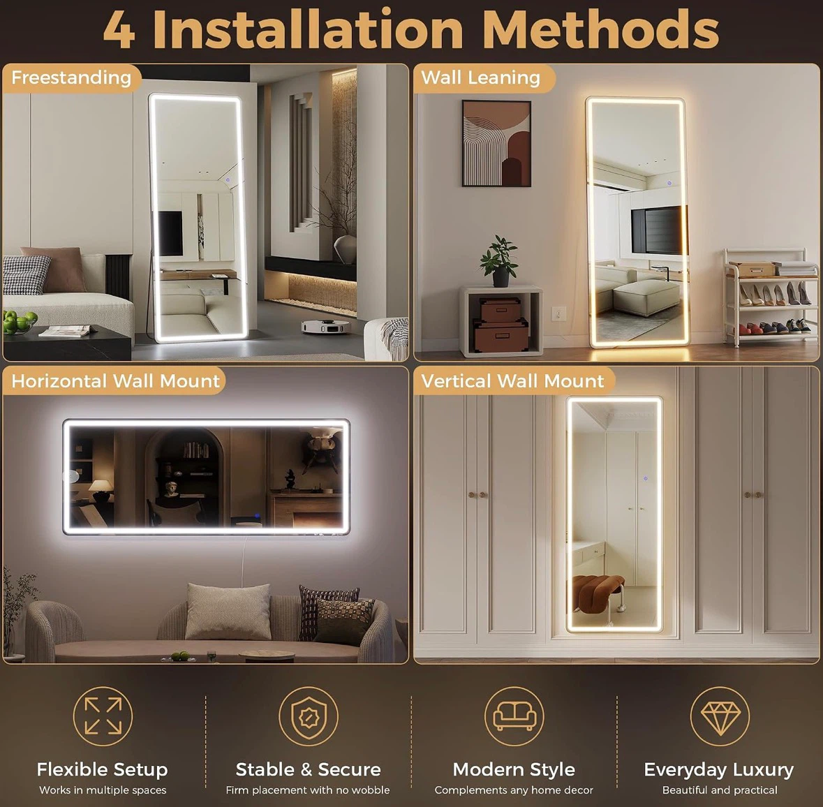 New Large Full length LED mirror with 3 colour Dimmable lighting - photo 4