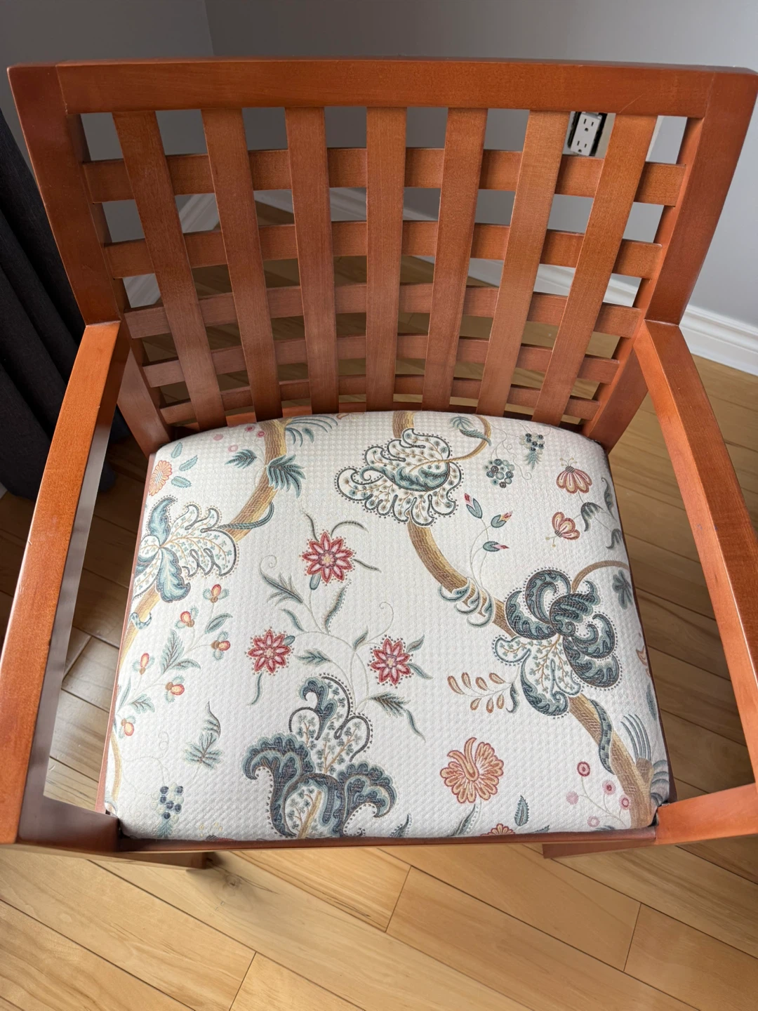Wooden Armchair with Floral Seat