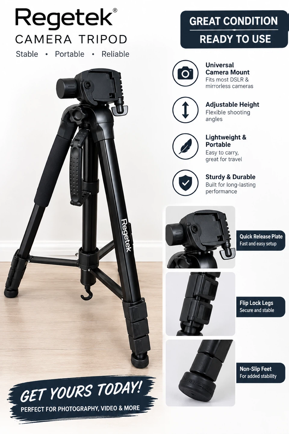 Regetek Camera Tripod