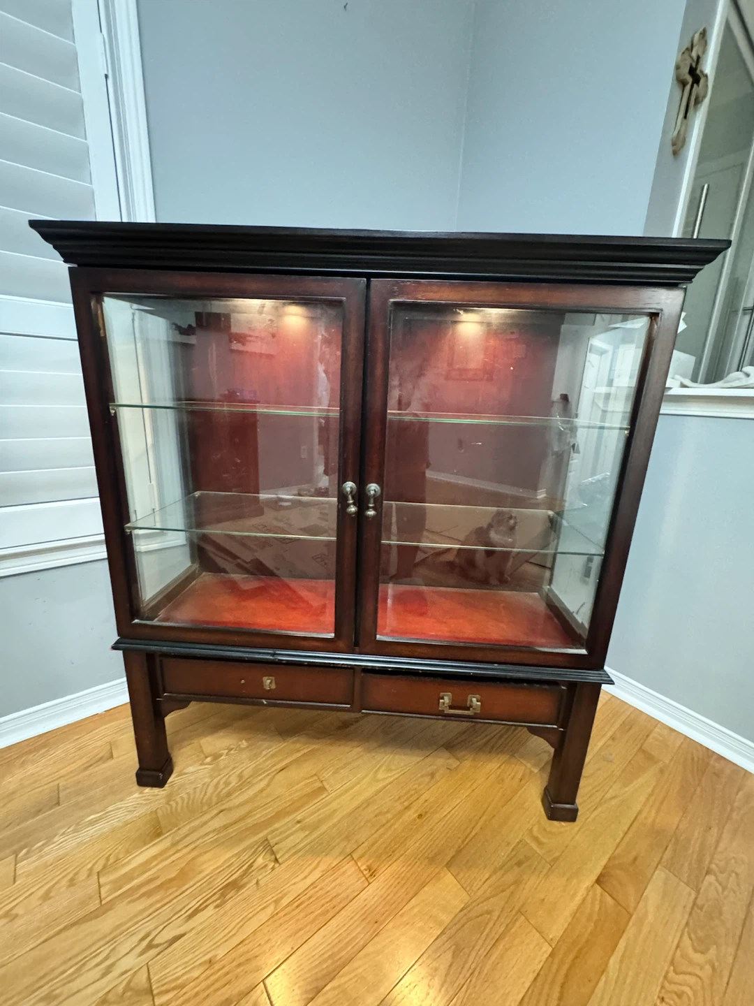 Dark Wood Curio Cabinet with Glass Shelves - photo 2