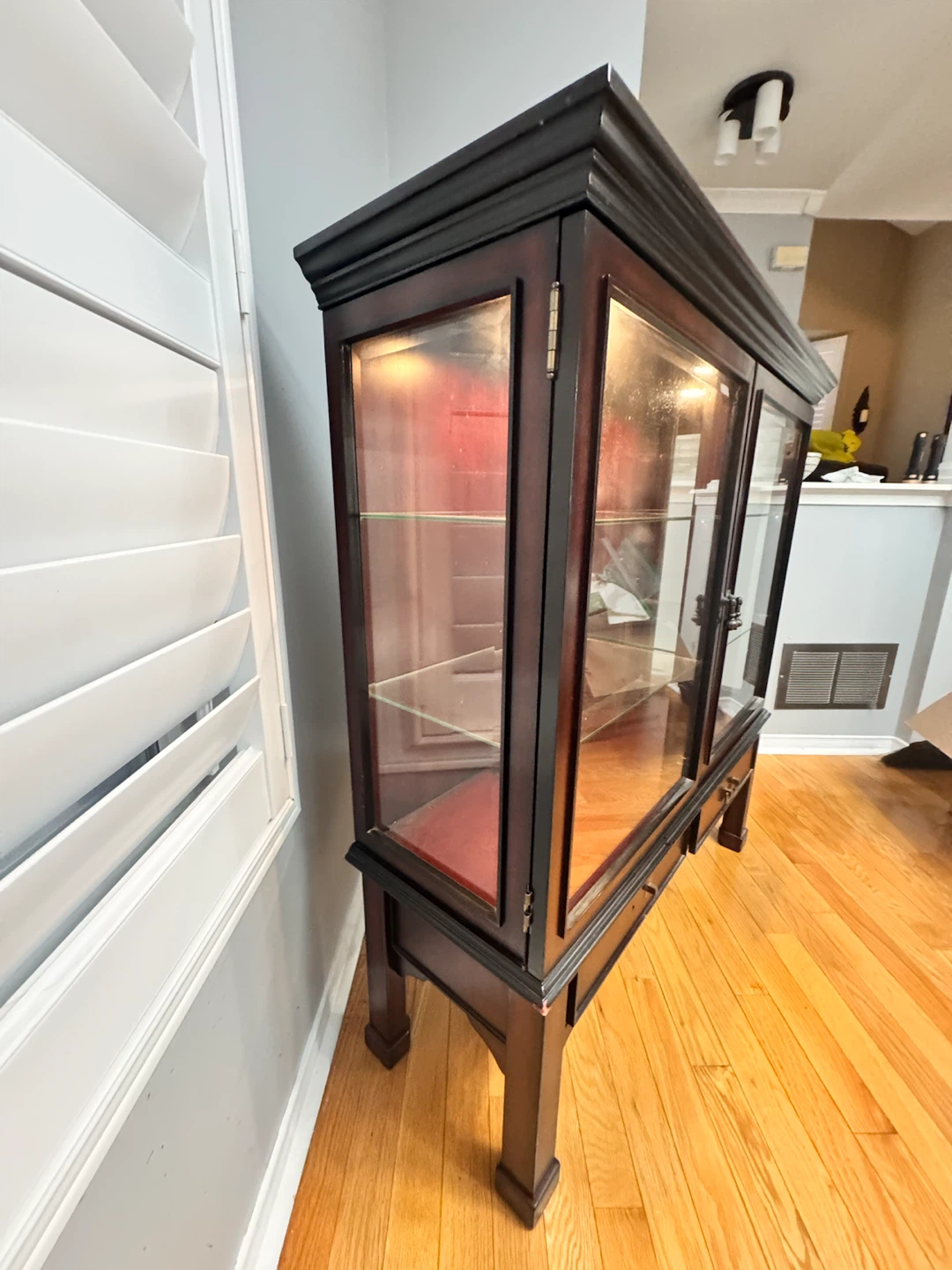 Dark Wood Curio Cabinet with Glass Shelves - photo 3