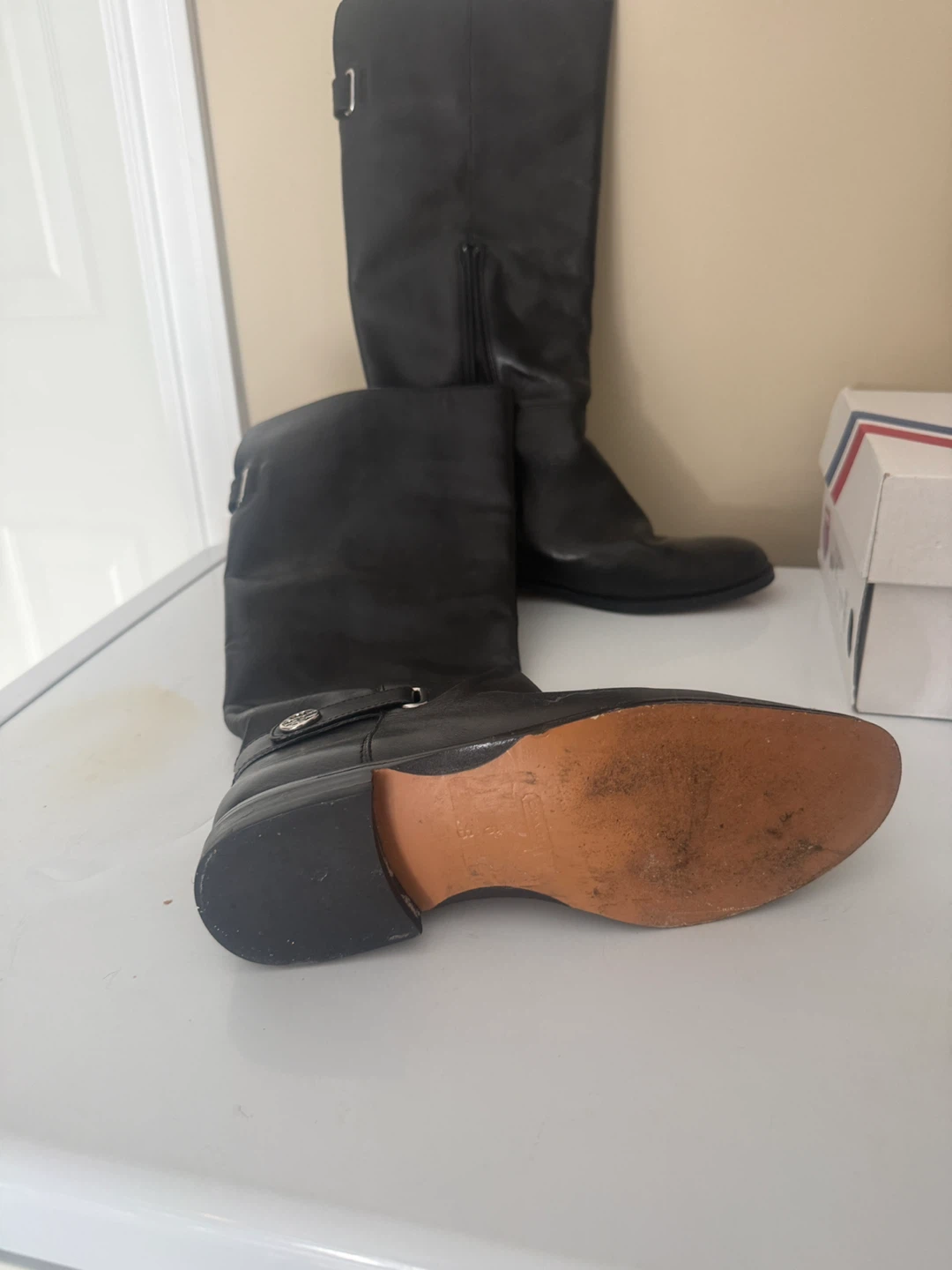 Coach black leather boots