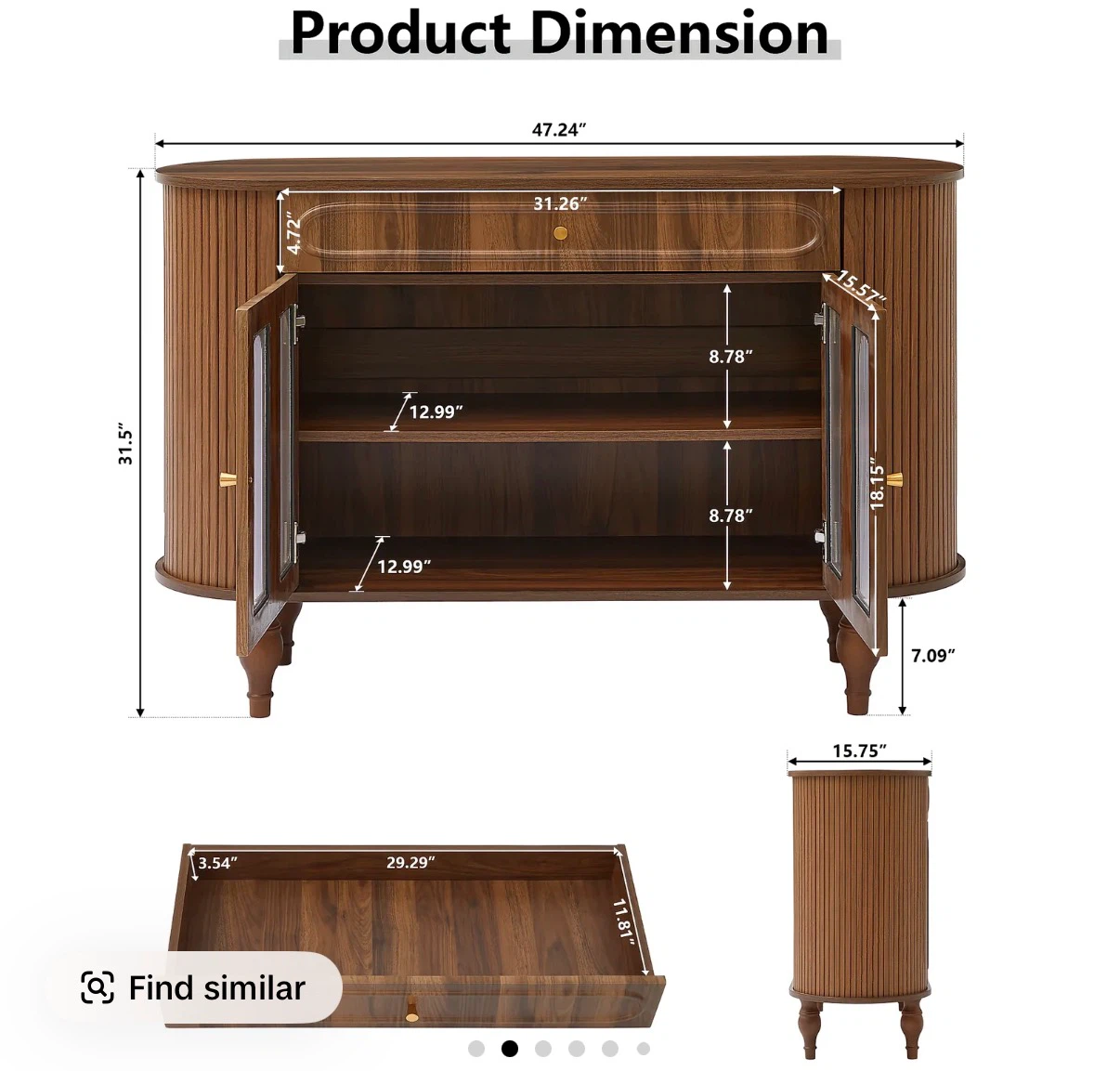 Giratree 47-inch Fluted Sideboard Cabinet - photo 2