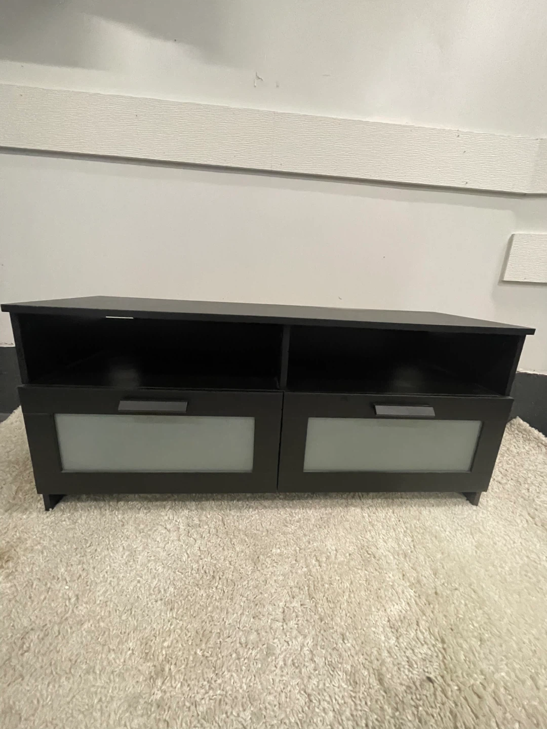 Black TV Stand with Two Drawers