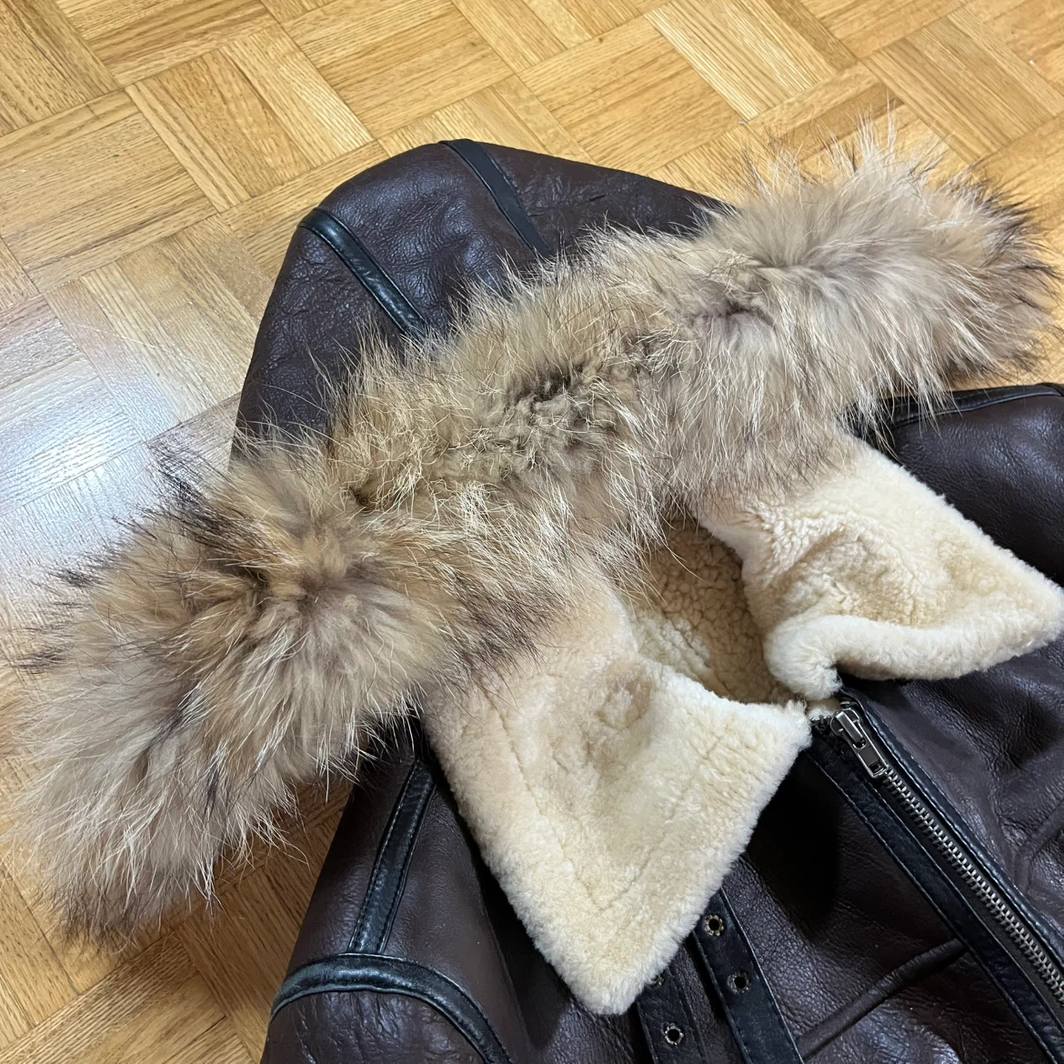 3XL Brown Leather Shearling Jacket - photo 4
