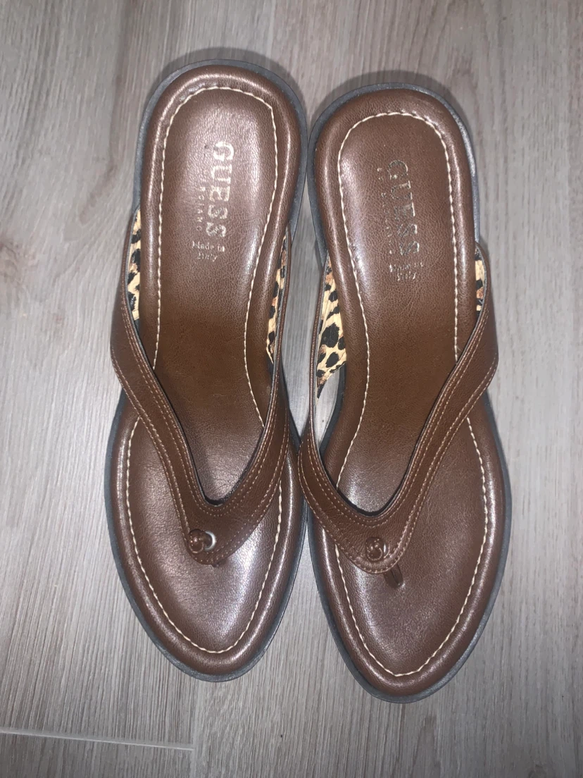 Guess brown platform wedge sandals