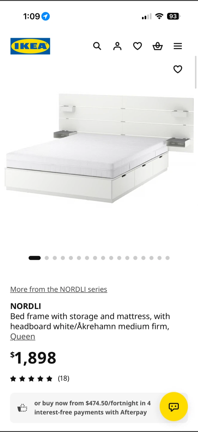 IKEA NORDLI Bed Frame/Storage/Headboard, OPEN TO OFFERS!!