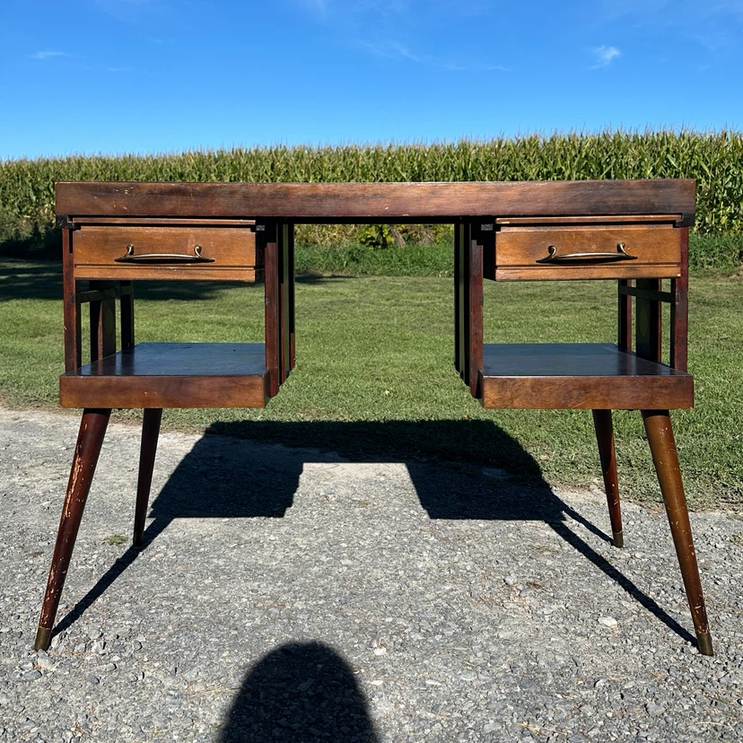 Vintage MCM Walnut Desk (CAN DELIVER)