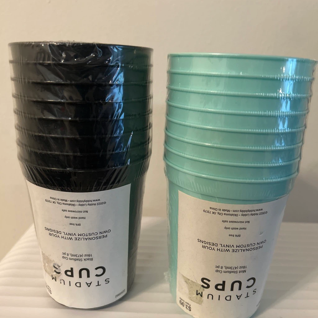 Hobby Lobby Stadium Cups 🏈 16oz, Black and Mint, 16 count total