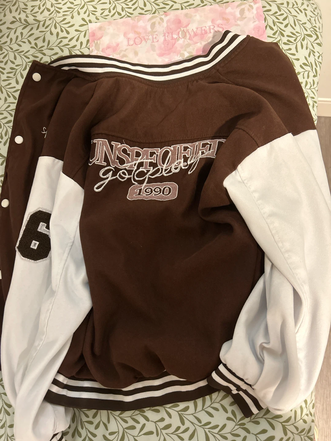 Warm M Brown and White Varsity Jacket - photo 2