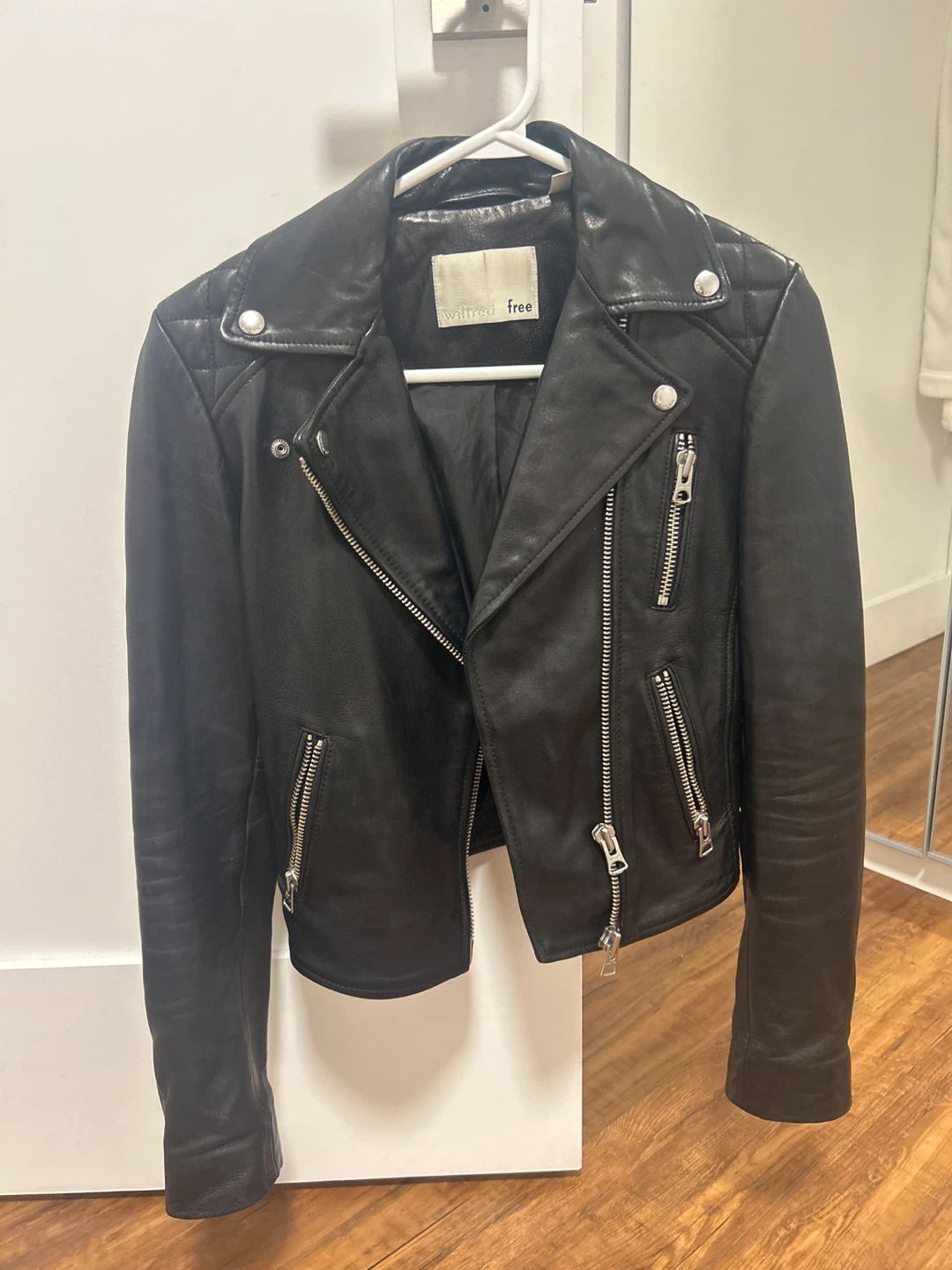 Wilfred Free Black Leather Biker Jacket - XS