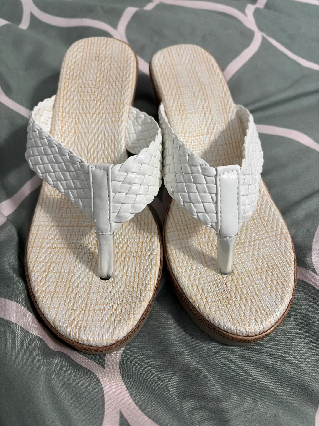 Brand New. Never Worn. White Braided Wedge Sandals