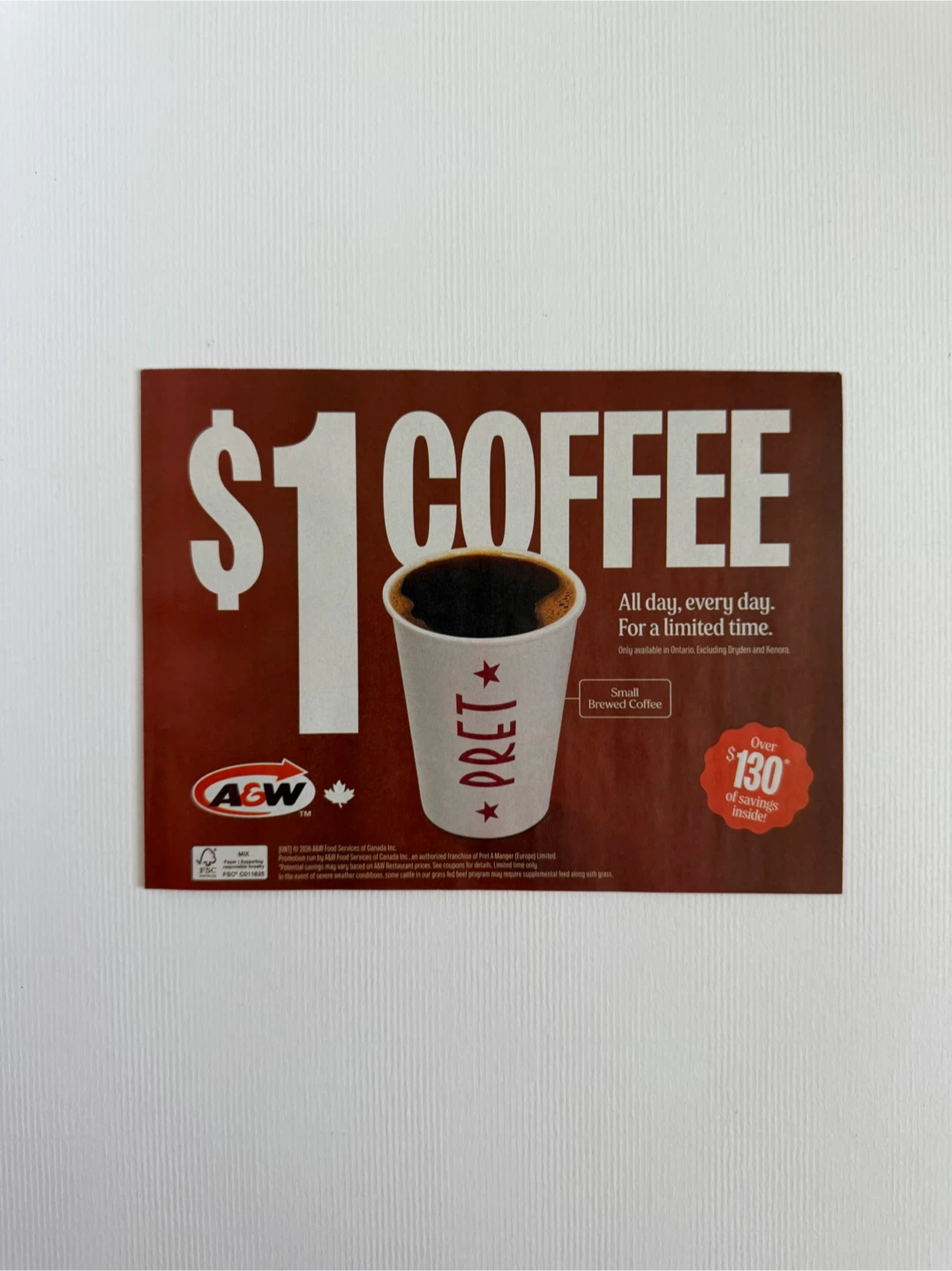 A&W Coupon Booklet 🏈