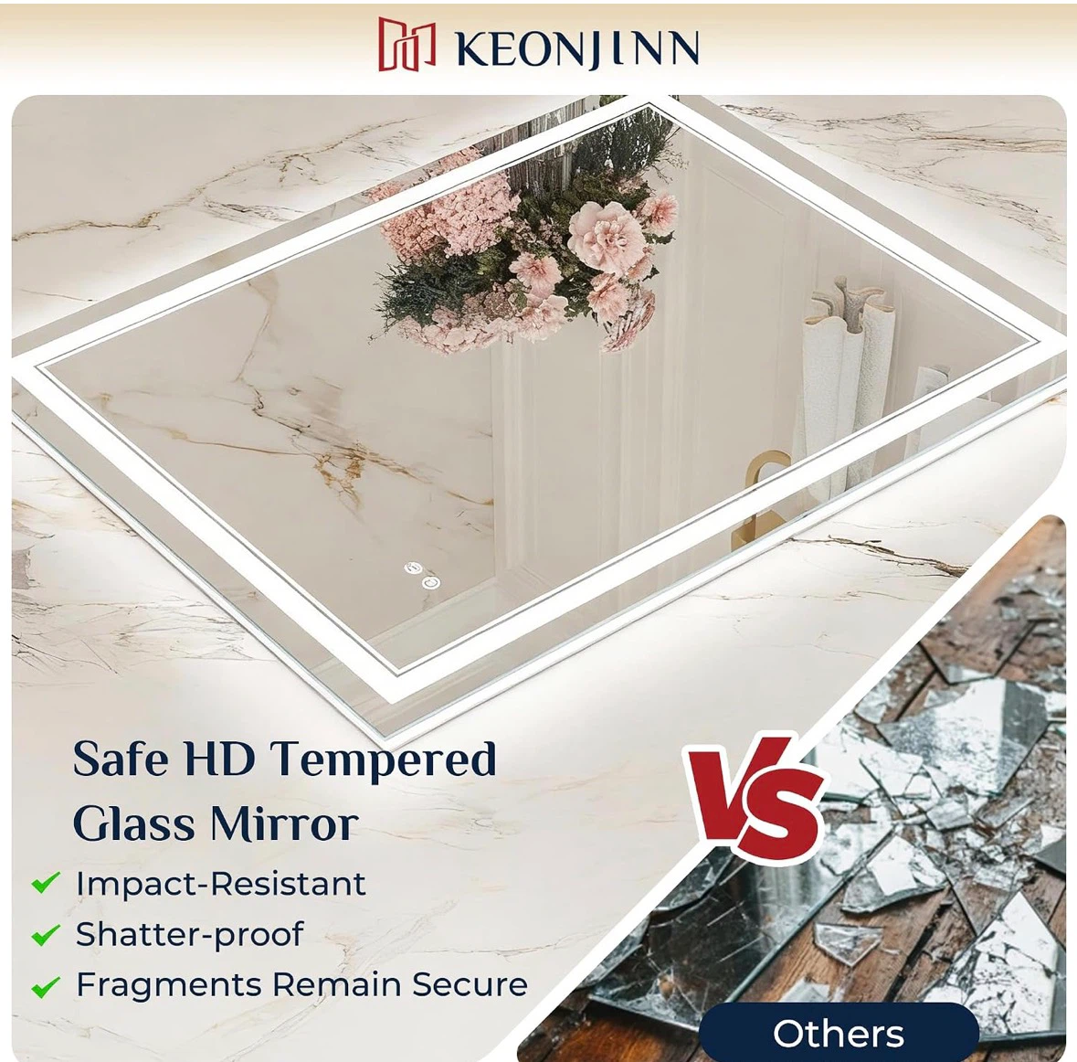 New Factory sealed Keonjinn LED Mirror Front & Backlit, Anti Fog - photo 5