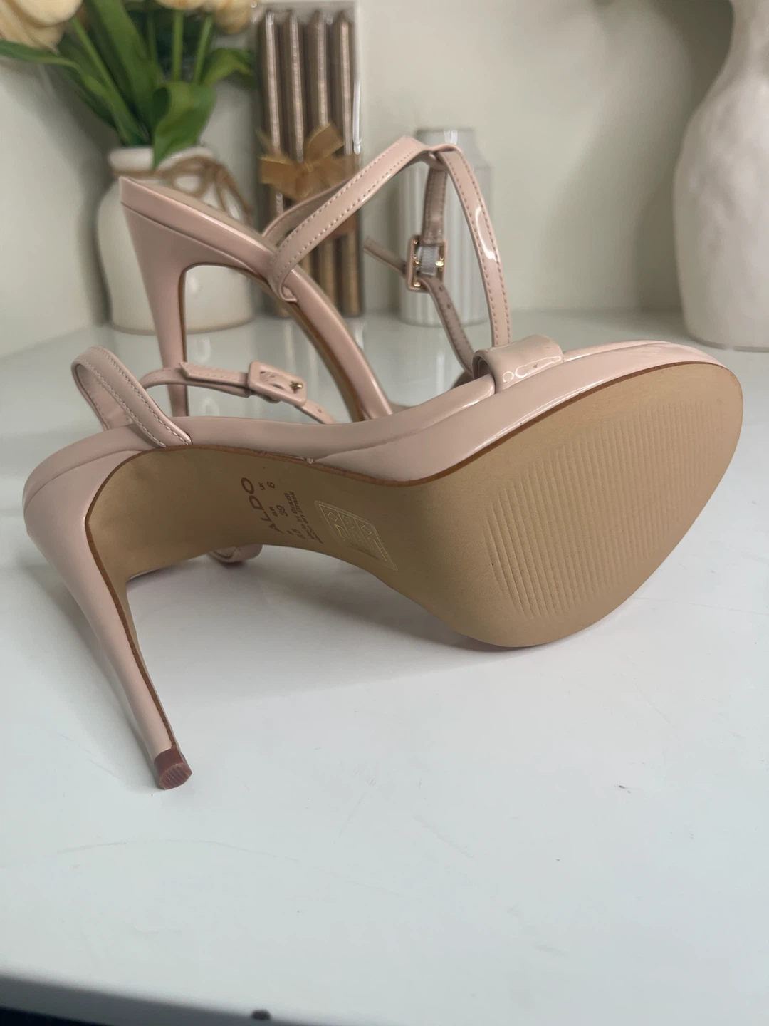 ALDO Nude Stiletto Sandals Size 8.5