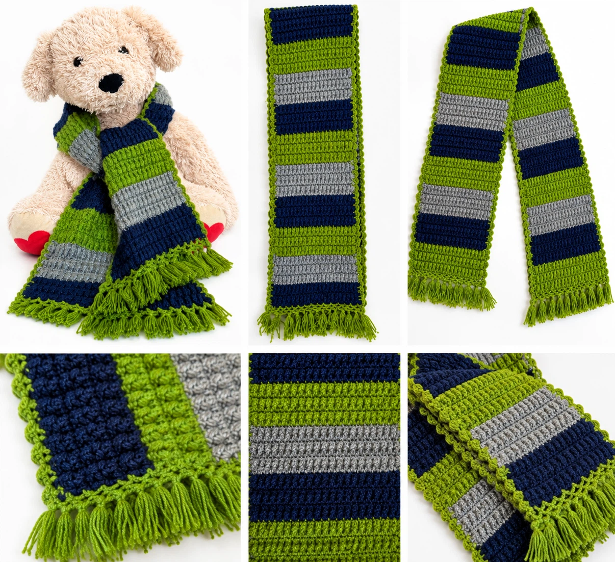 Hand-knitted striped scarf