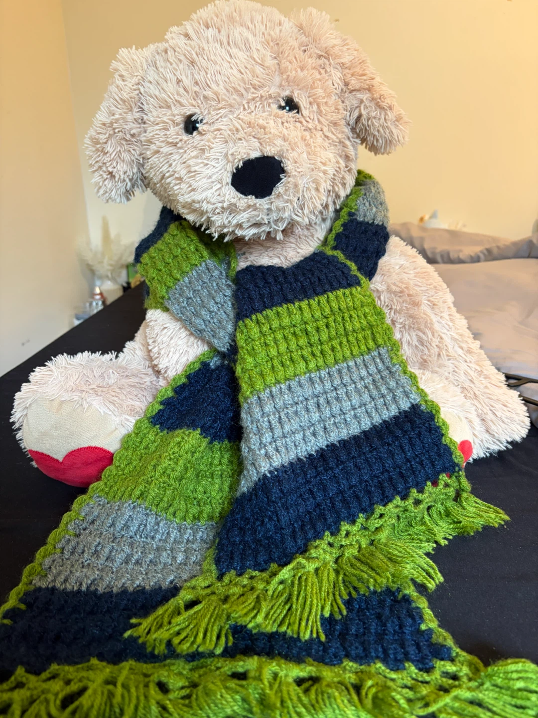 Hand-knitted striped scarf - photo 2