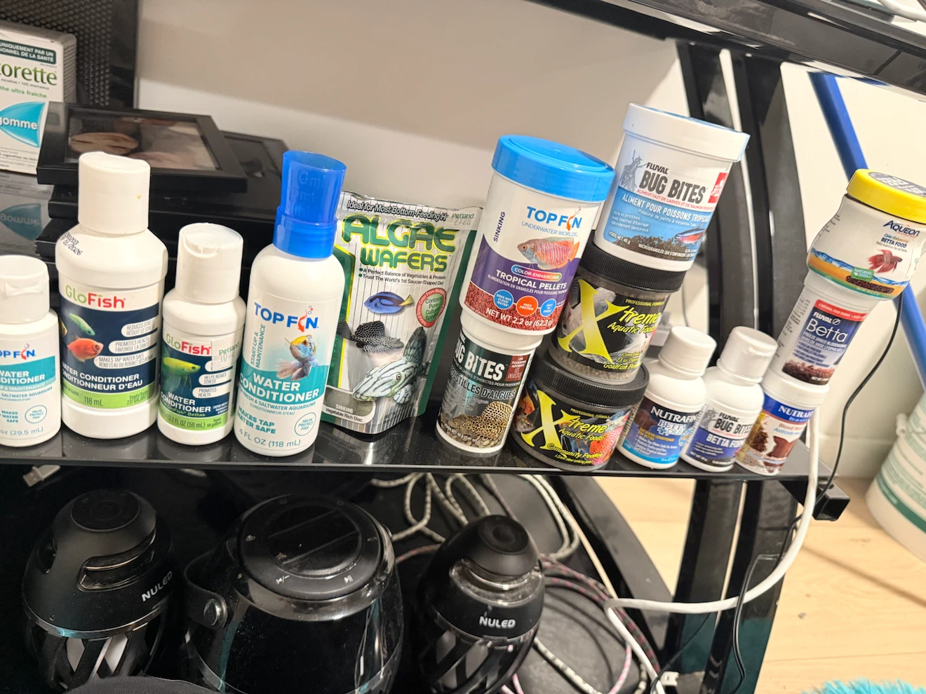 Assorted Aquarium Fish Food and Water Conditioners