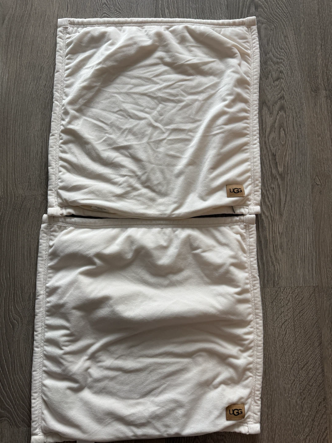 Two UGG Cream Throw Pillow Covers