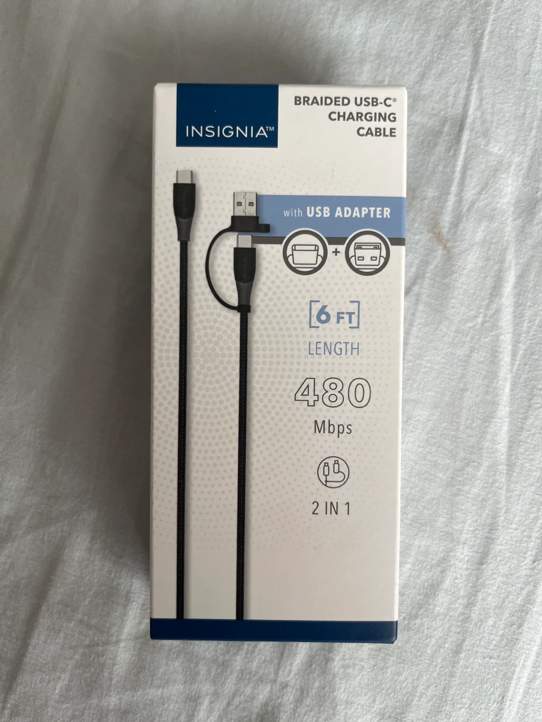 🏈Insignia 6ft Braided USB-C Charging Cable with USB Adapter