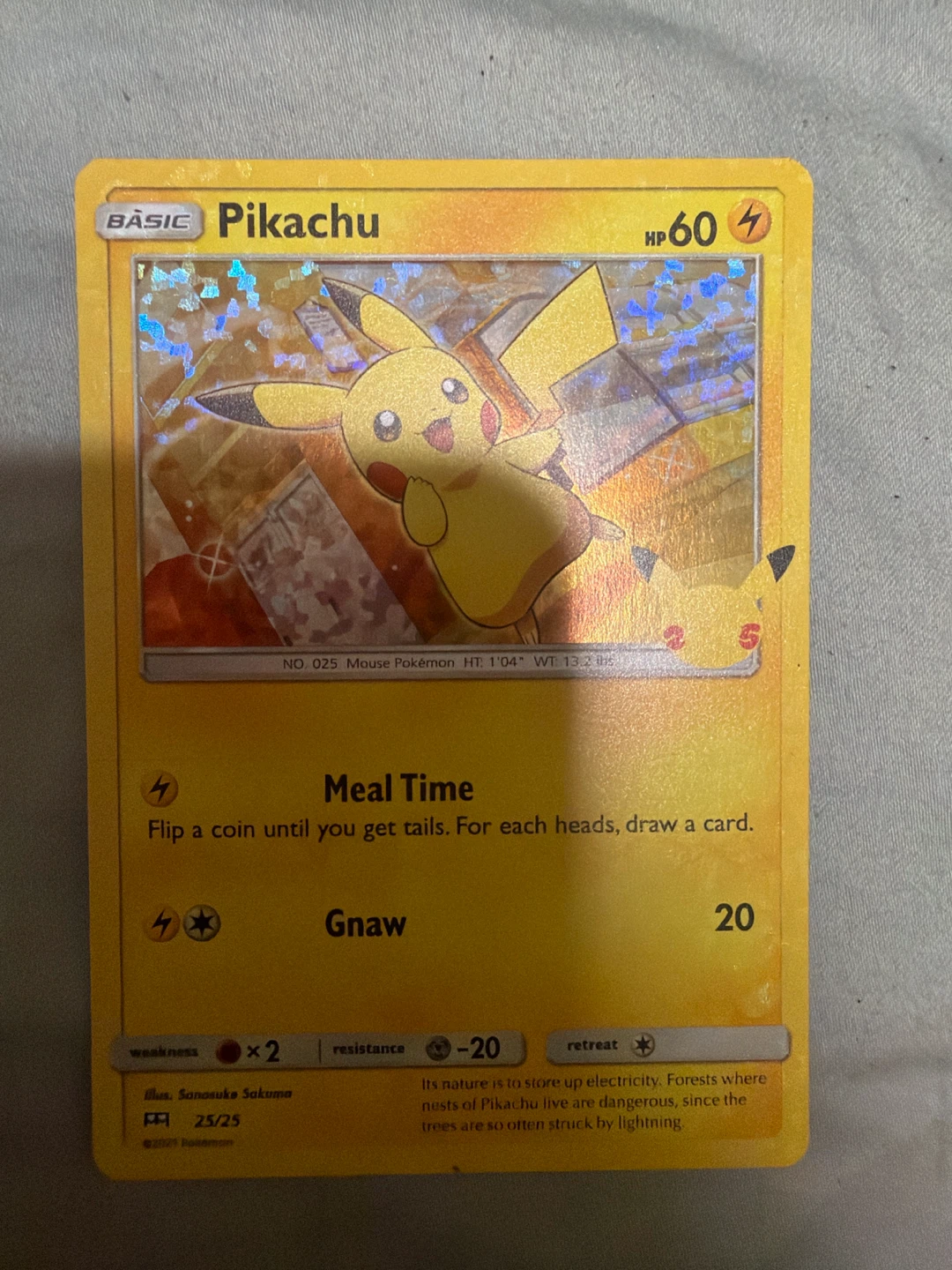 Pikachu 25th Anniversary Celebrations Holo Card