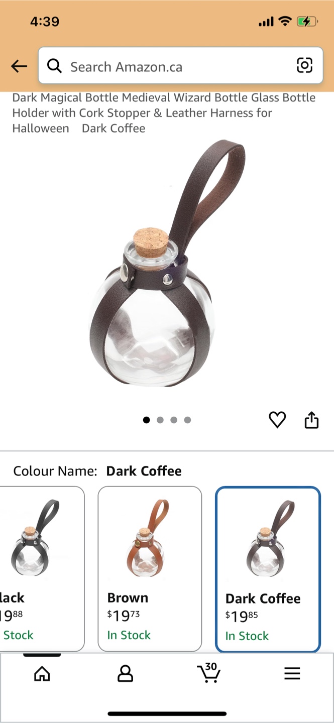 Dark Magical Glass Wizard Bottle with Leather Harness