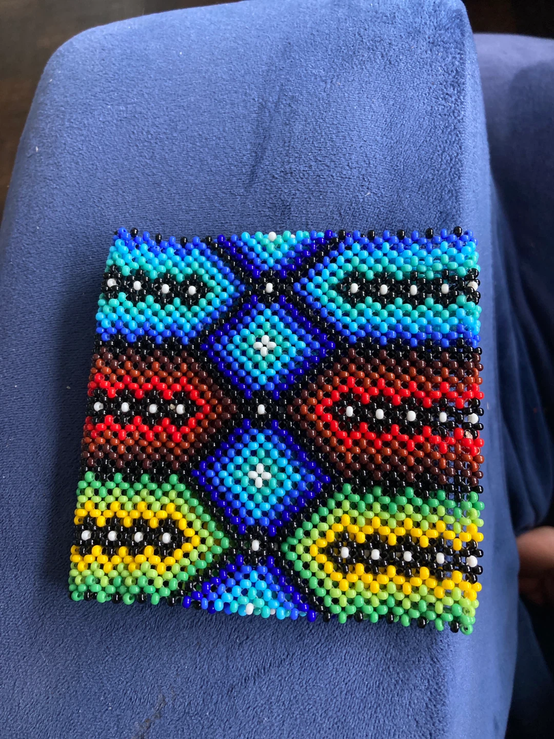 Hand-beaded cuff bracelet