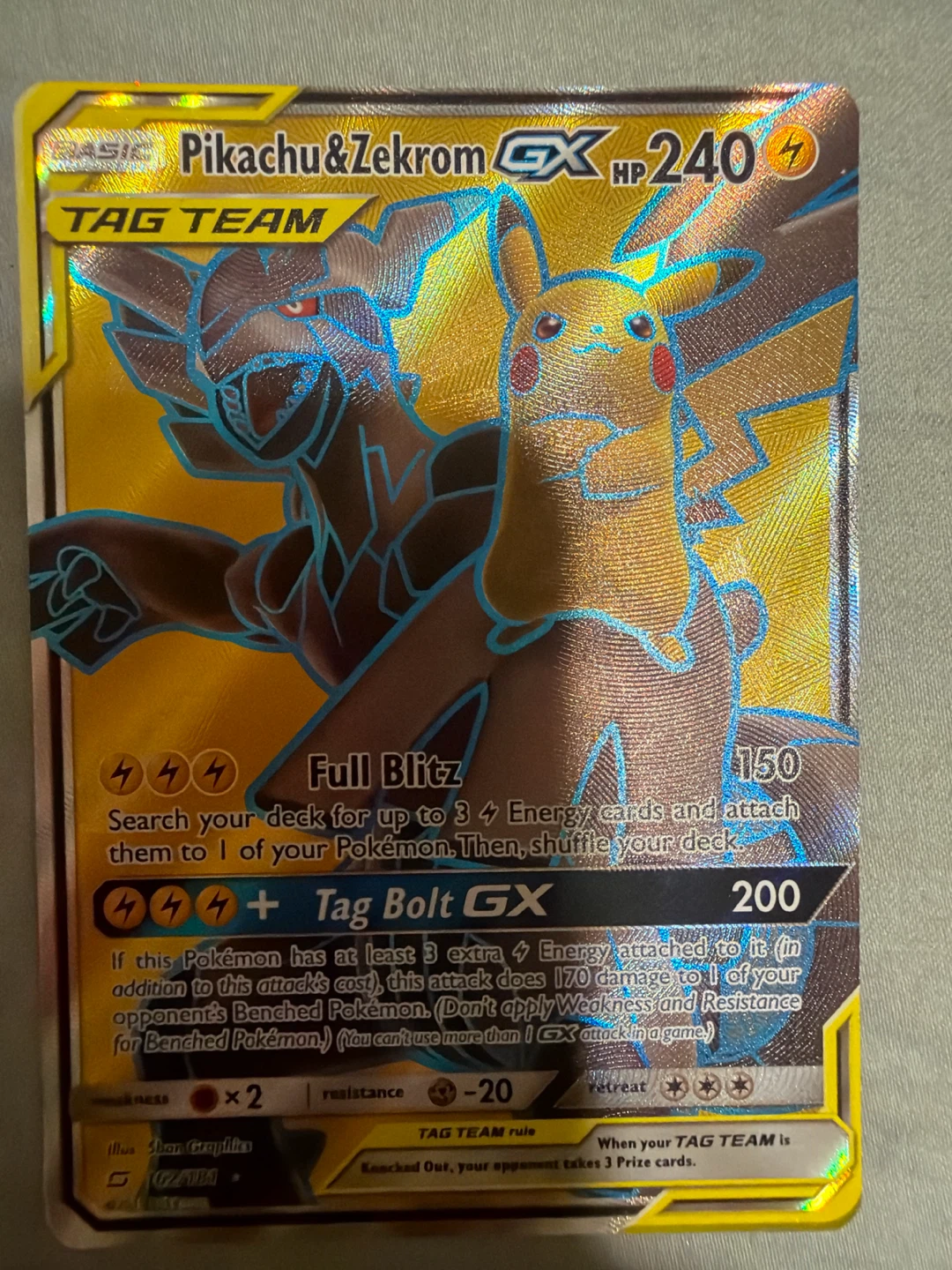 Pikachu & Zekrom GX Tag Team Pokemon Card
