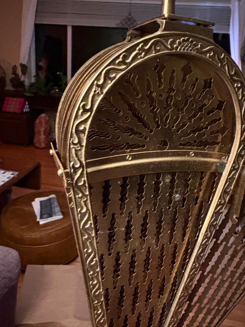 Vintage Brass Peacock Fireplace Screen - photo 3