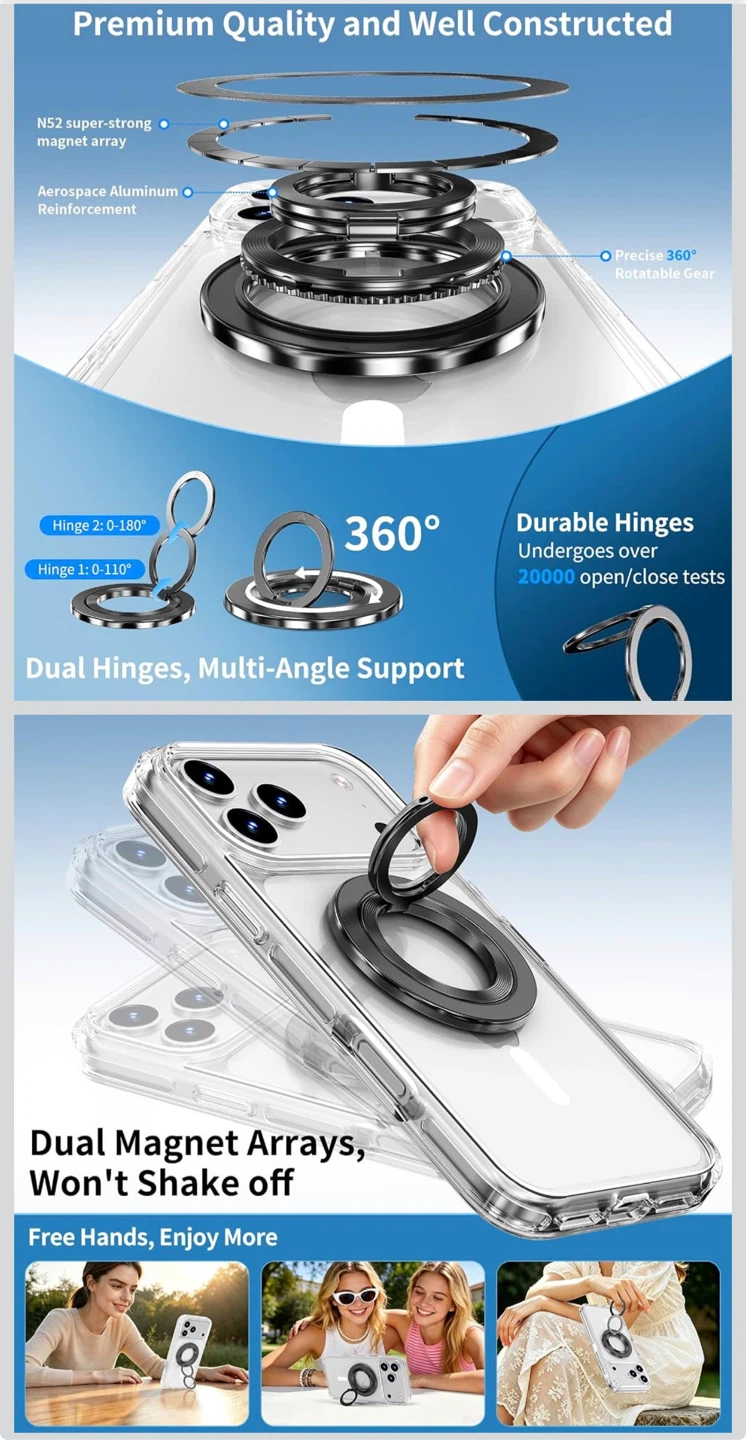 Magnetic Phone Case with Ring Stand for iPhone 18 pro - photo 3
