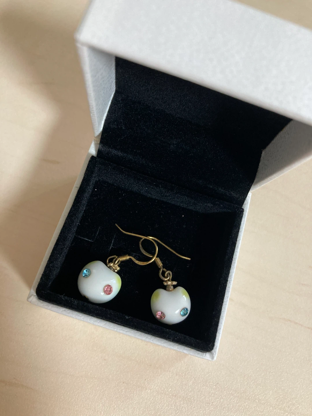 White and Teal Apple Earrings 🏈