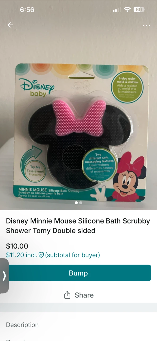 Disney 🏈 Baby Minnie Mouse Silicone Bath Scrubby