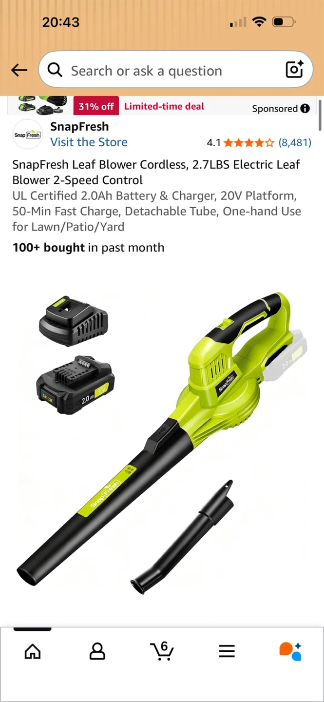 SnapFresh Cordless Leaf Blower