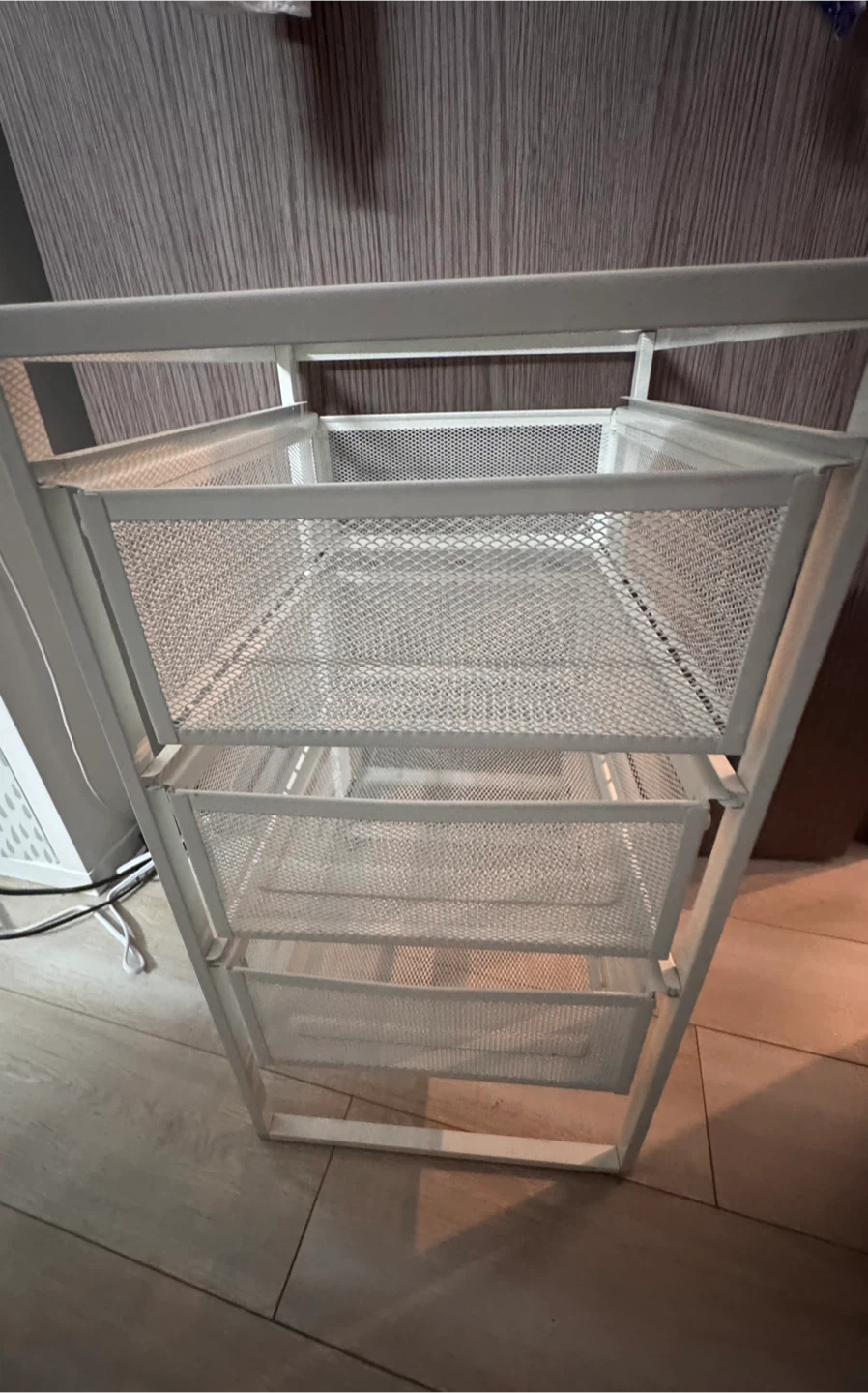IKEA White Metal Mesh 3-Drawer Storage Cart