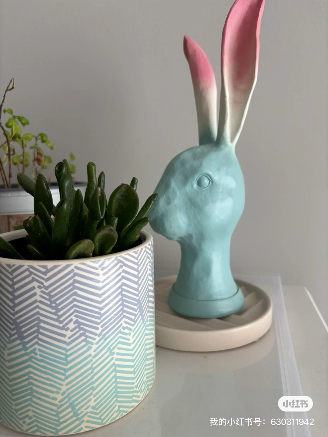 Decorative Blue Rabbit Figurine