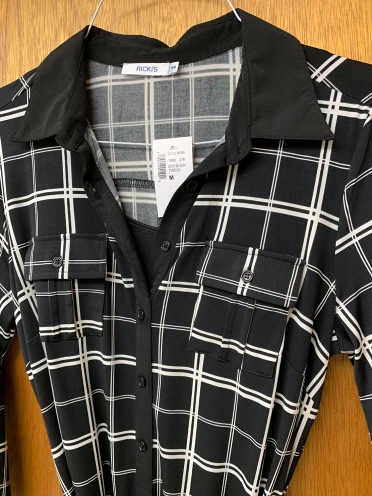 🏈Plaid Shirt Dress Black & White - photo 2