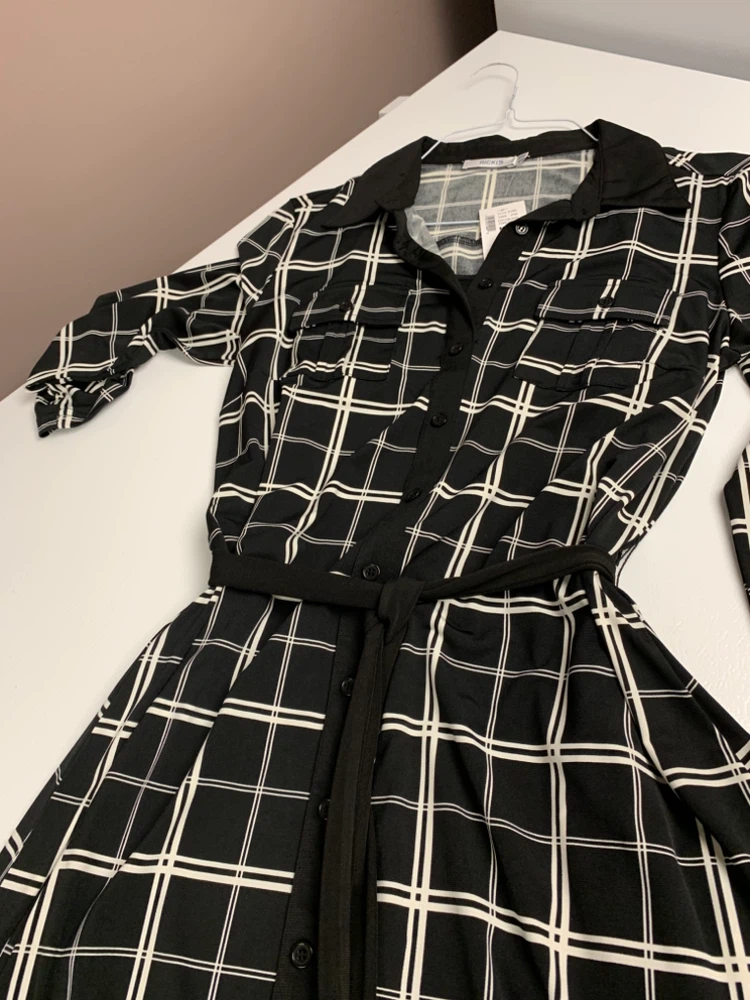 🏈Plaid Shirt Dress Black & White - photo 5