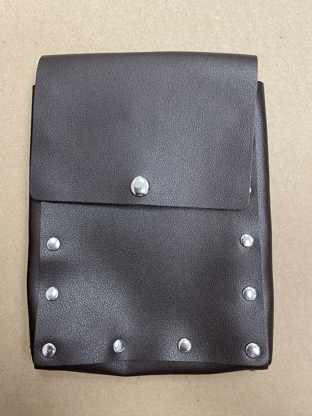 Dark Brown Leather Riveted Pouch