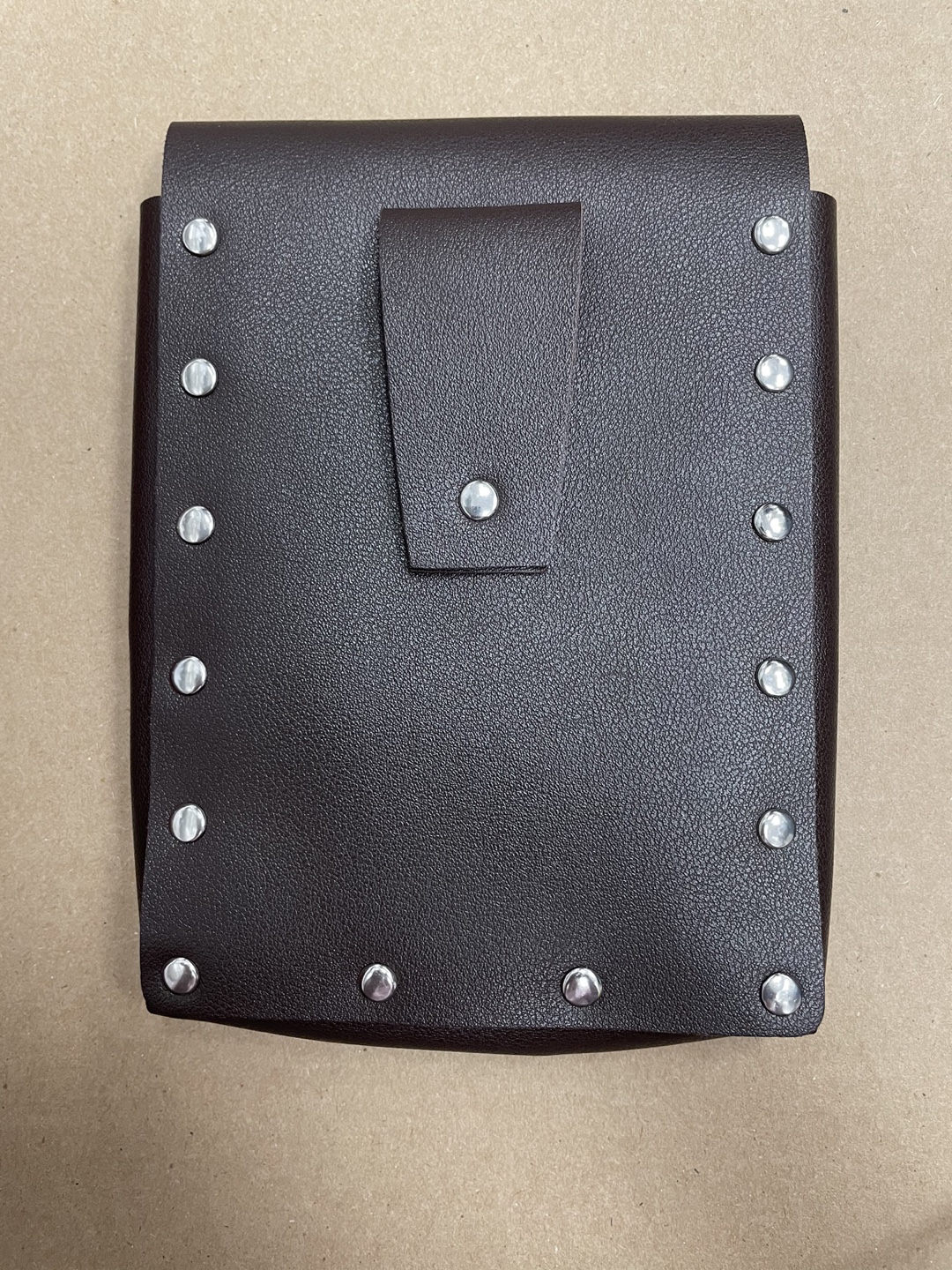 Dark Brown Leather Riveted Pouch - photo 2