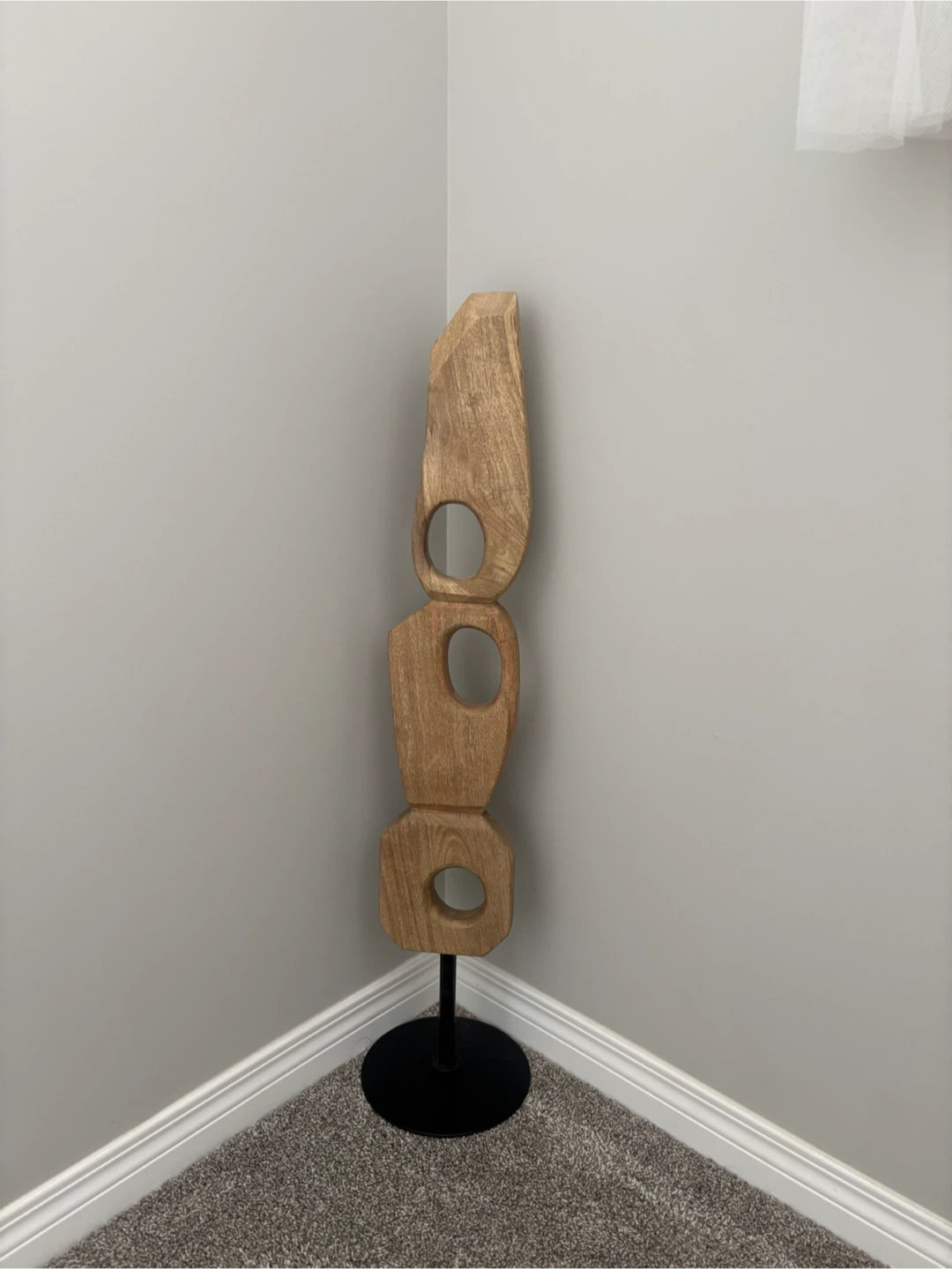 Abstract Wooden Sculptural Decor on Stand