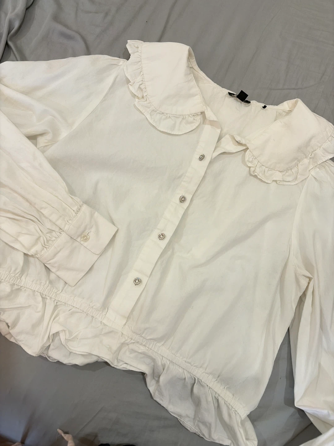 White Ruffle Collar Blouse